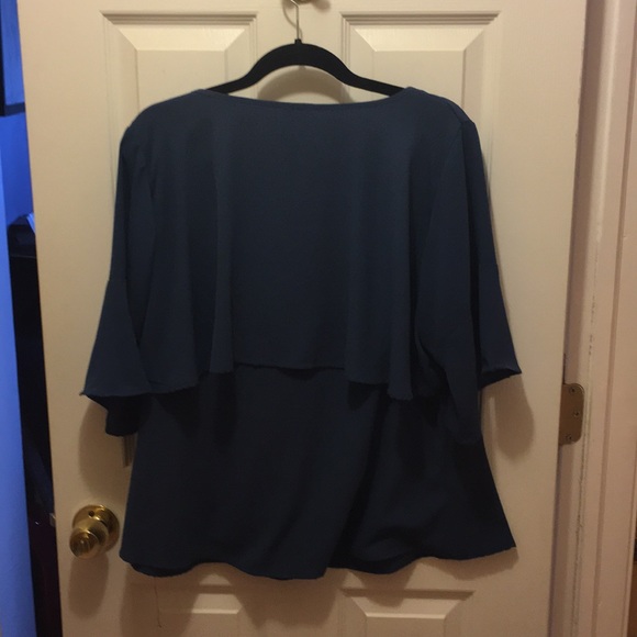 Blue ruffle bell sleeve top - Picture 3 of 3